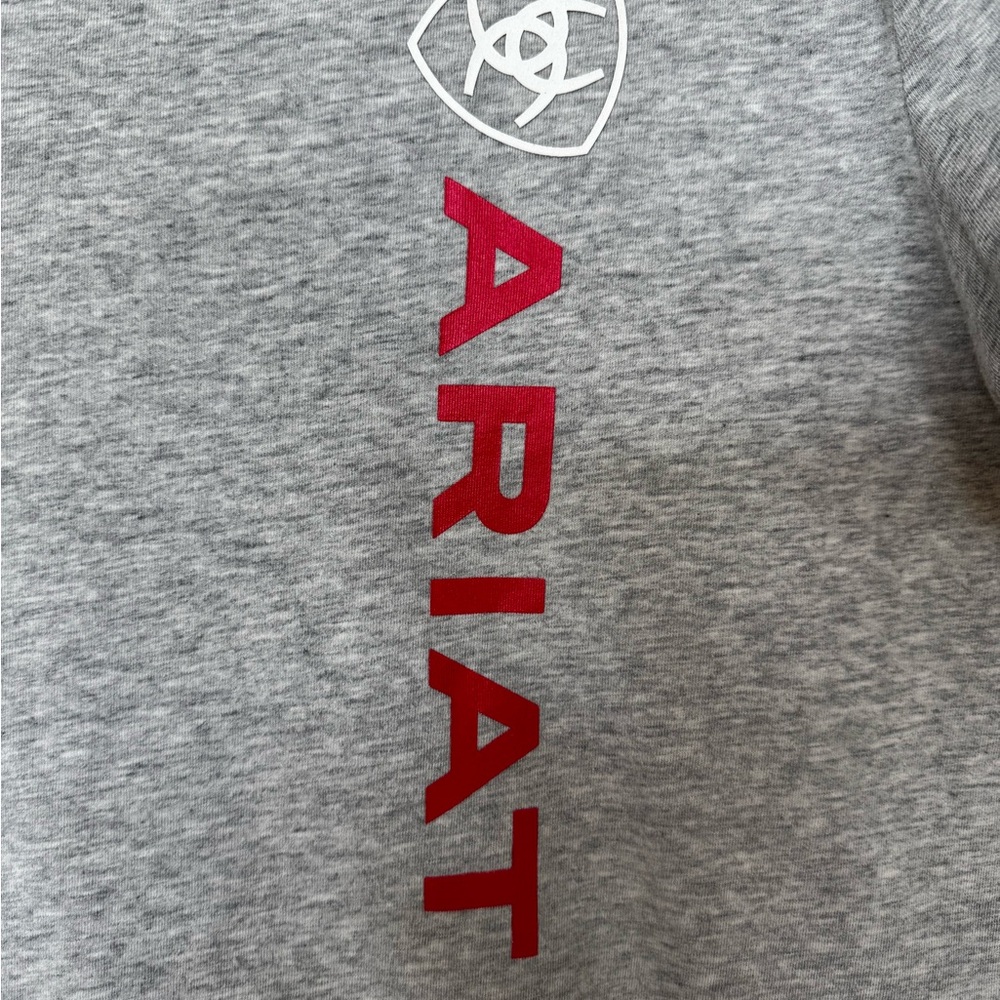 Ariat Heather Gray V-Neck Tee with Red Logo - Picture 3 of 5